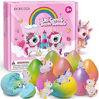 Unicorn Bath Bombs with Surprise Toys Inside, 9 Packs Bubble Bath Bomb for Kids Girls, Christmas ... | Amazon (US)