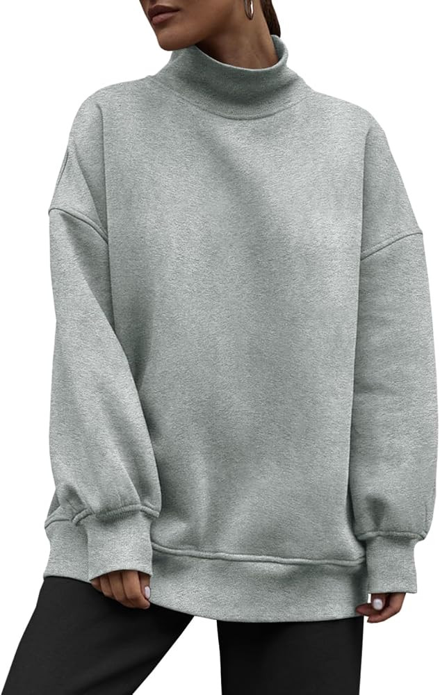 Aurgelmir Women's Oversized Turtleneck Sweatshirts Casual Basic Long Sleeve Pullover Hoodies Tops | Amazon (US)