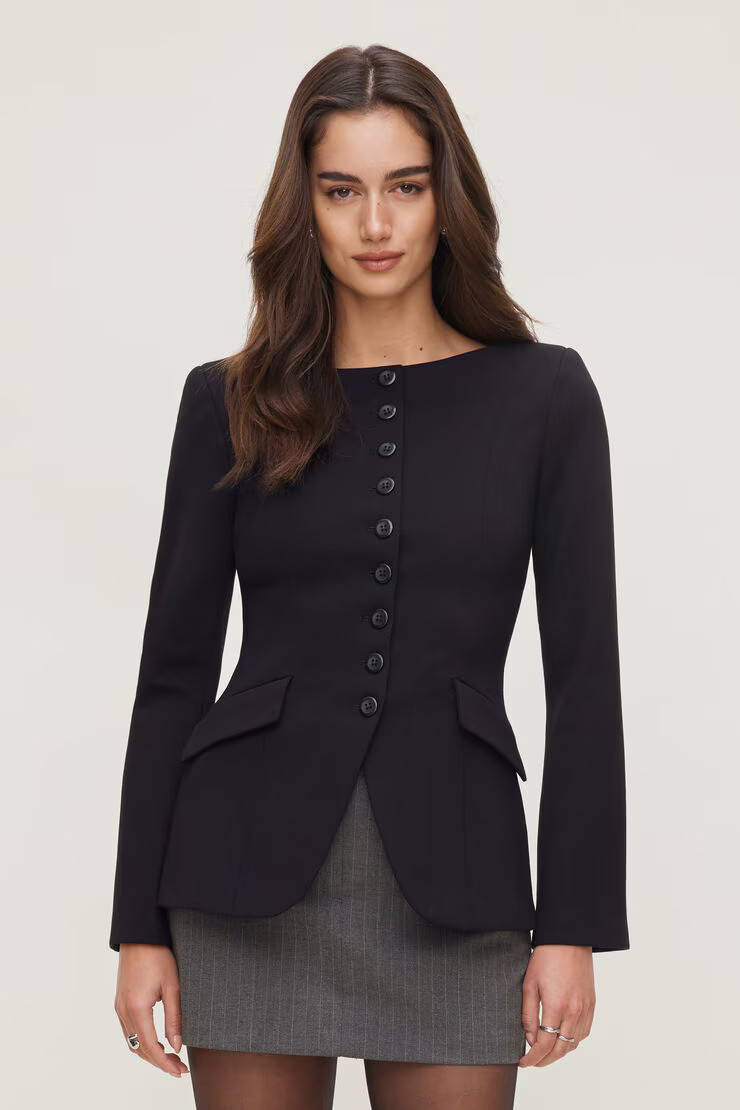 Boat Neck Ponte Blazer | Dynamite Clothing