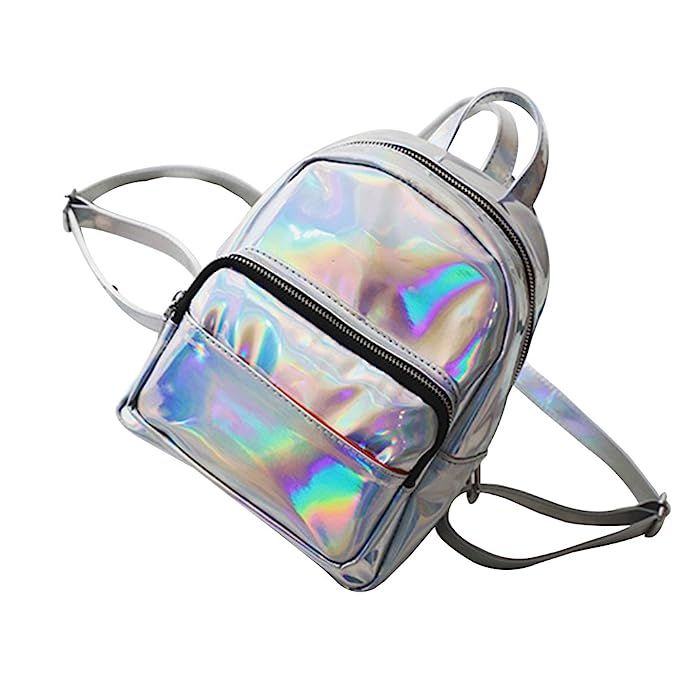 BESTOYARD Holographic Backpack Hologram Satchel School Bag Shoulder Bag Satchel Backpack (Sliver) | Amazon (US)