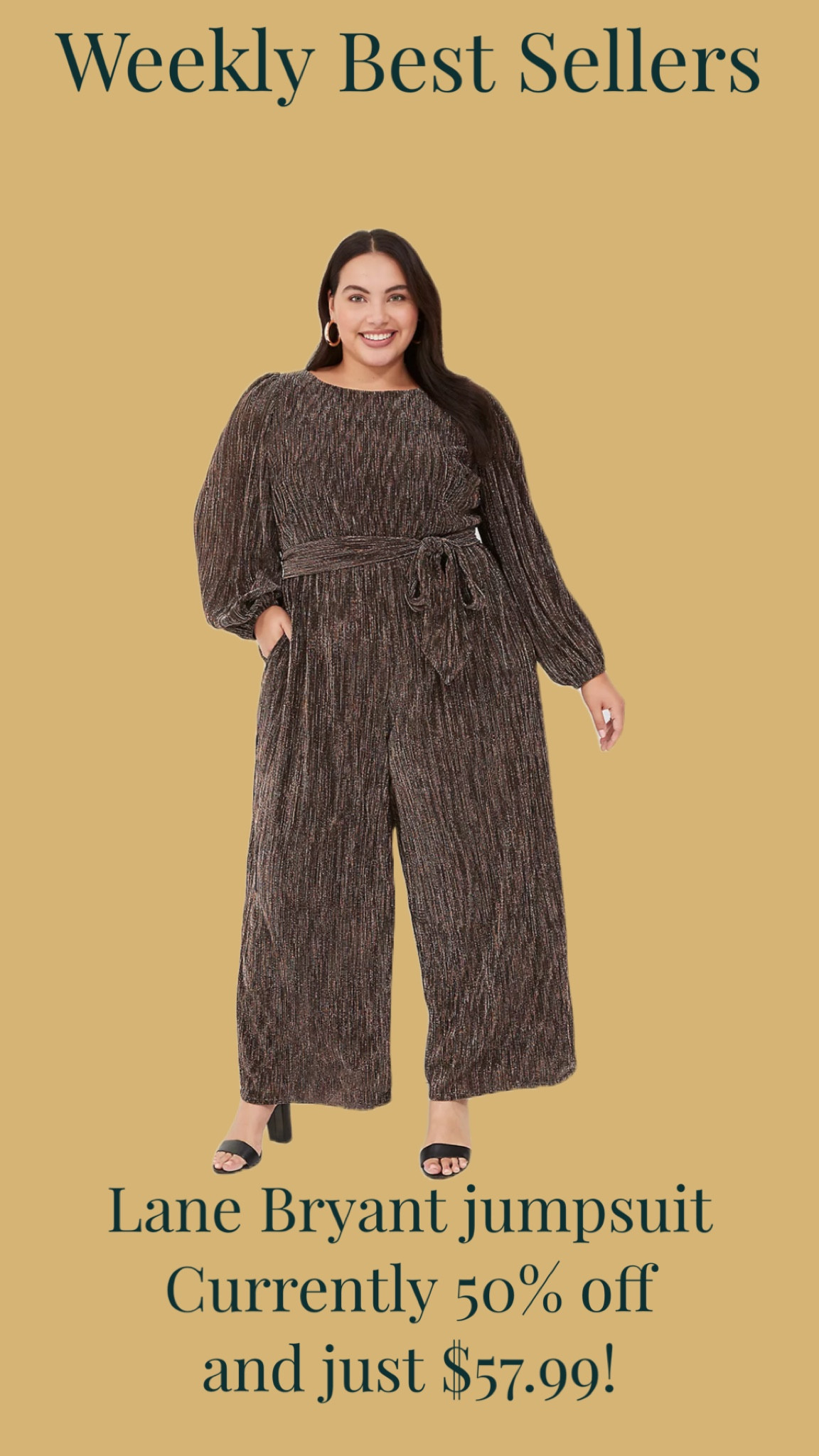 Time for more best sellers! This jumpsuit has been a hit and for good reason. It’s super cute and comfy and I love the color and shimmer. Shop it while it’s 50% off! 

#LTKplussize #LTKfindsunder100 #LTKsalealert