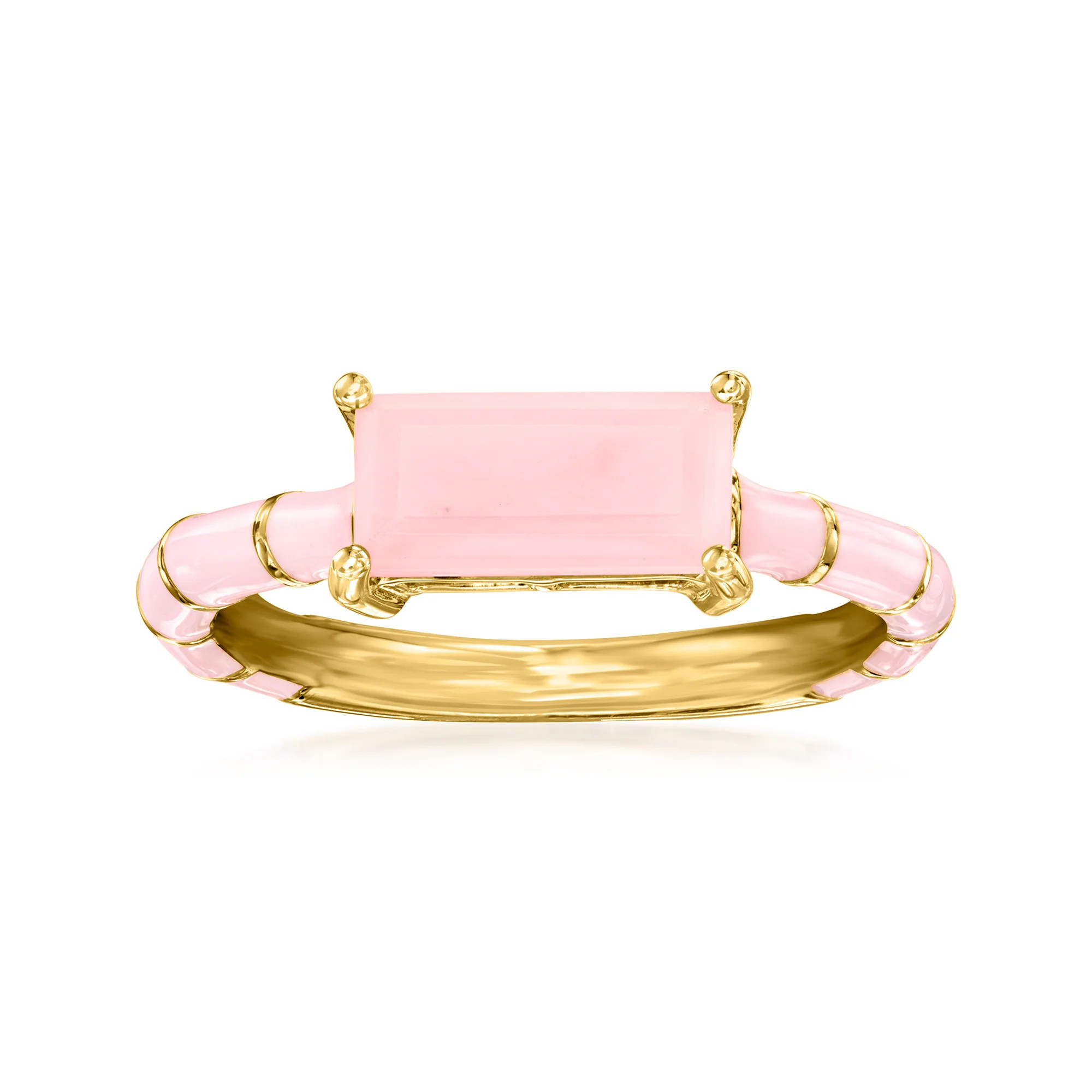 Pink Opal and Pink Enamel Ring in 18kt Gold Over Sterling | Ross-Simons