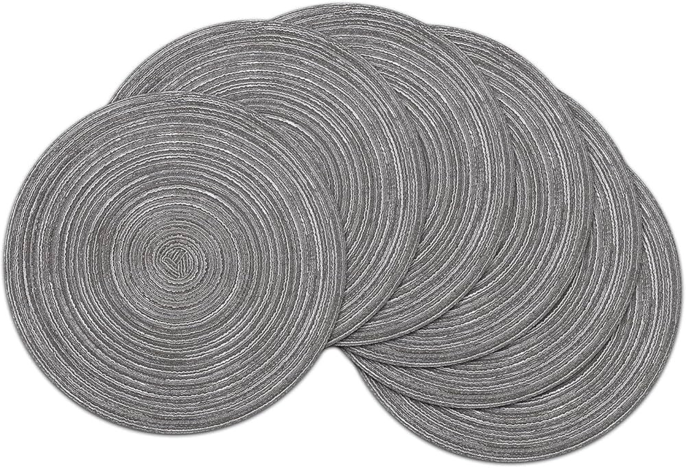 SHACOS 38cm Round Placemats Set of 6 Washbale Table Mats Round Braided Woven Place Mats Heat Resi... | Amazon (UK)