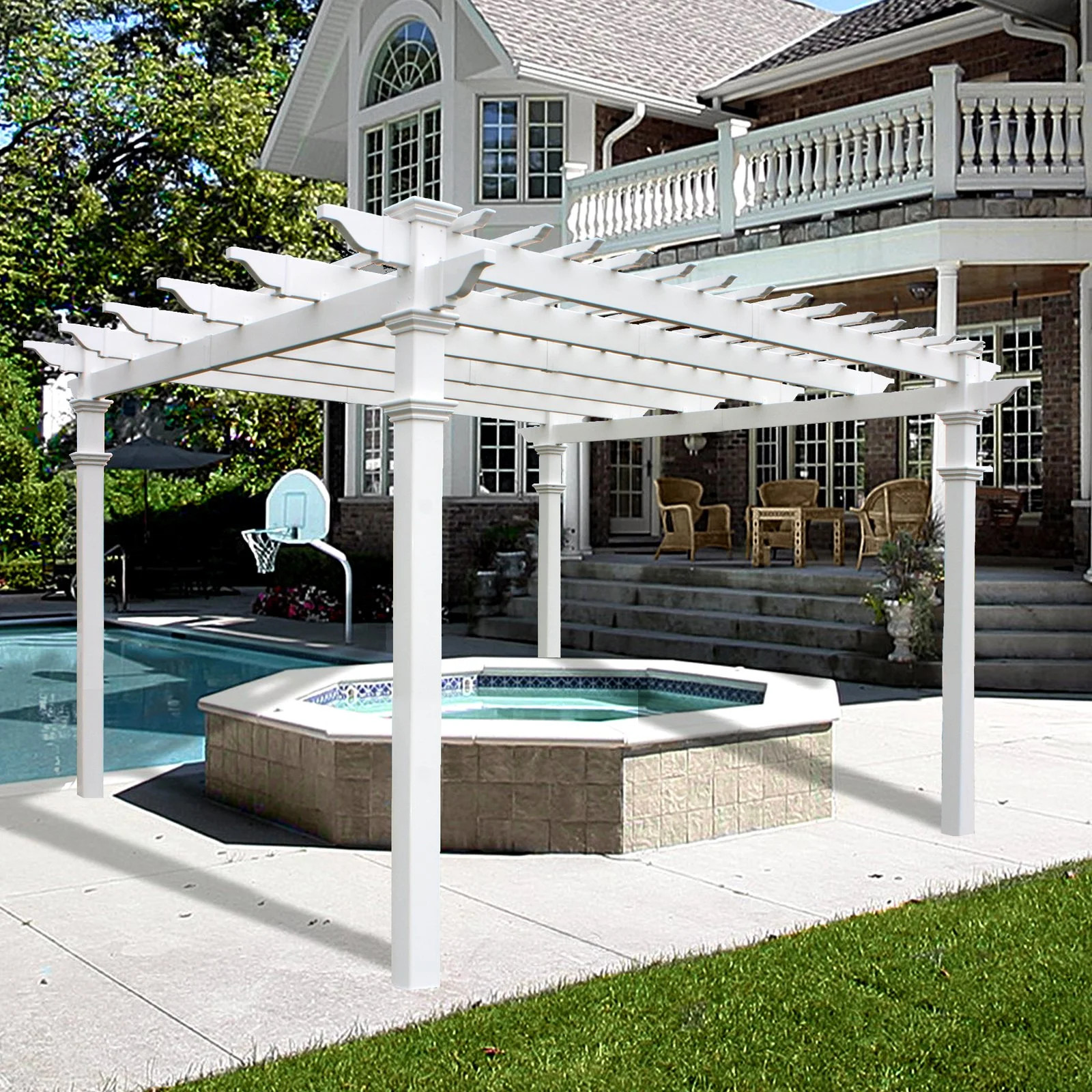 Vita 12' x 12' Regency White Vinyl Pergola VA42055 | Walmart (US)