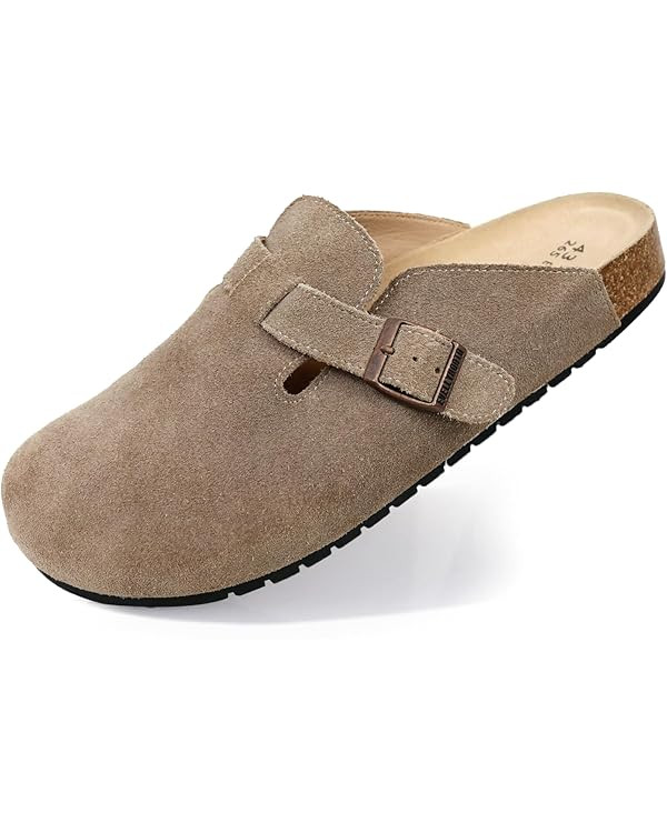 EVELLYHOOTD Clogs for Women Men Comfortable Suede Clogs Leather Mules Cork Footbed Sandals with A... | Amazon (US)