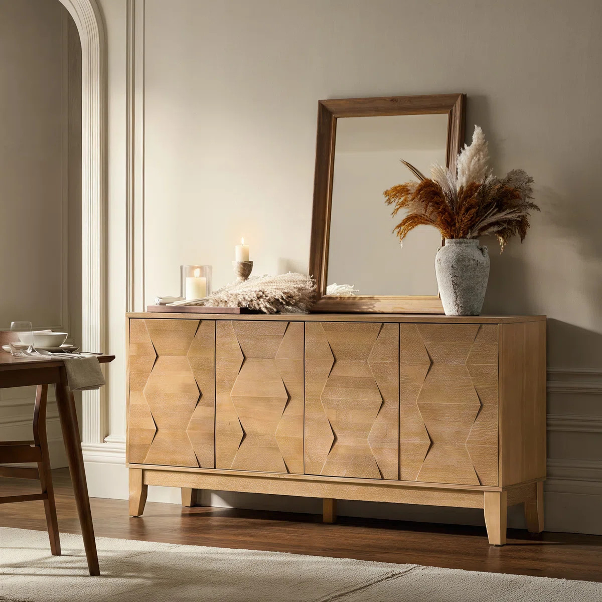 Iasiah 60" W Solid and Manufactured Wood Sideboard with Adjustable Shelves | Wayfair North America