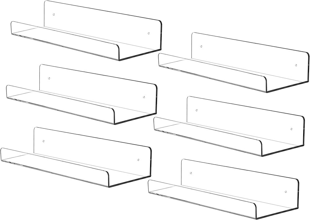 Cq acrylic 15" Acrylic Floating Wall Ledge Shelf,Floating Book Shelves for Kids Room,Clear Bathro... | Amazon (US)