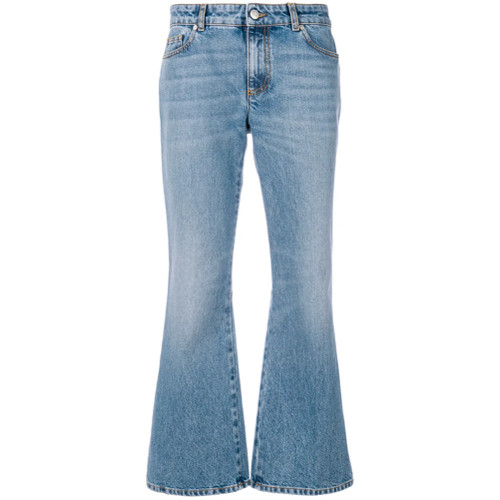 Alexander McQueen Calça jeans flare com bordado - Azul | FarFetch BR
