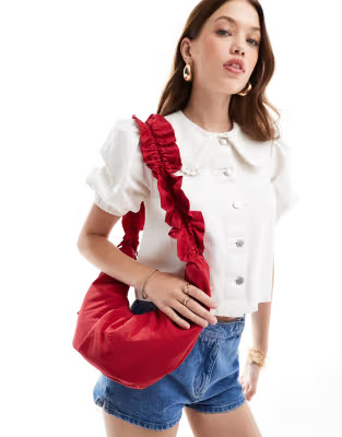 ASOS DESIGN ruched handle shoulder bag with adjustable bow fastening | ASOS (Global)