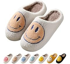 Choismin Smile Face Slippers for Women, Retro Soft Plush Warm Slip-on Slippers, Happy Face Slippe... | Amazon (US)