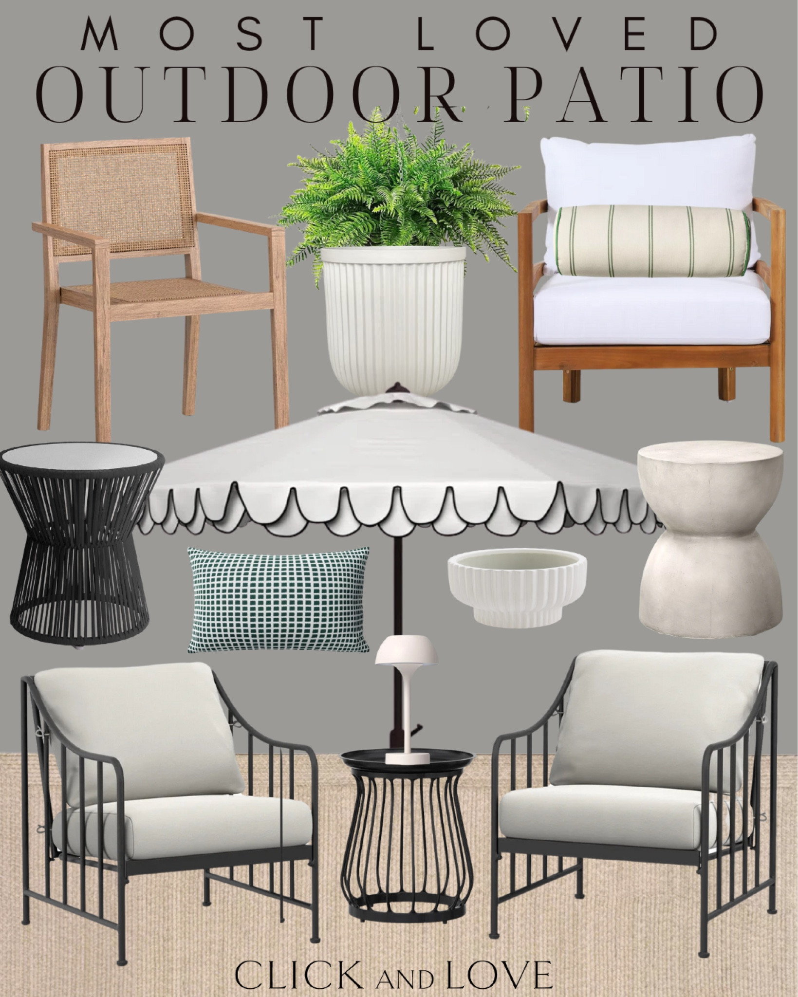 Most Loved outdoor patio finds to refresh any space! I love this Walmart set that I have on my front porch. We sold out the cream but the stripe is still in stock. And grab these great look for less planters to make a statement on a budget!

Patio finds, outdoor decor, patio set, planter, faux ferns, outdoor style, porch decor, front porch, back porch, umbrella, patio umbrella, accent table, side table, side chair, outdoor lighting, throw pillow, accent pillow, outdoor rug, patio finds, Walmart patio, Target patioo

#LTKHome #LTKSeasonal #LTKStyleTip
