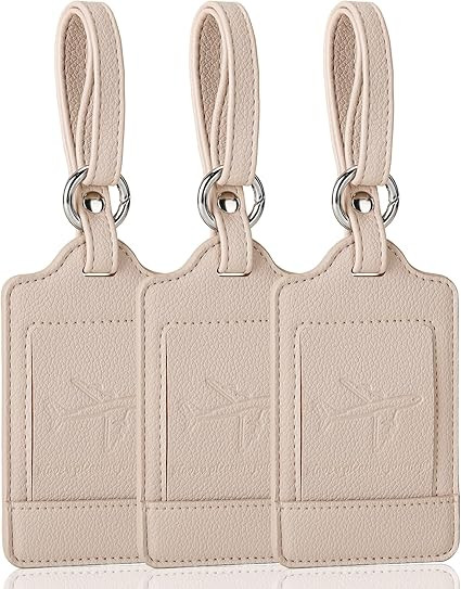 Teskyer Luggage Tags, 3 Pack Premium PU Leather Luggage Tags for Suitcases, Privacy Protection Tr... | Amazon (US)