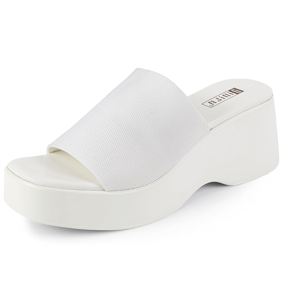 IDIFU IN3 Platform Sandals Womens Wedges Sandals Comfortable Cute Square Open Toe Slides Sandals ... | Amazon (US)