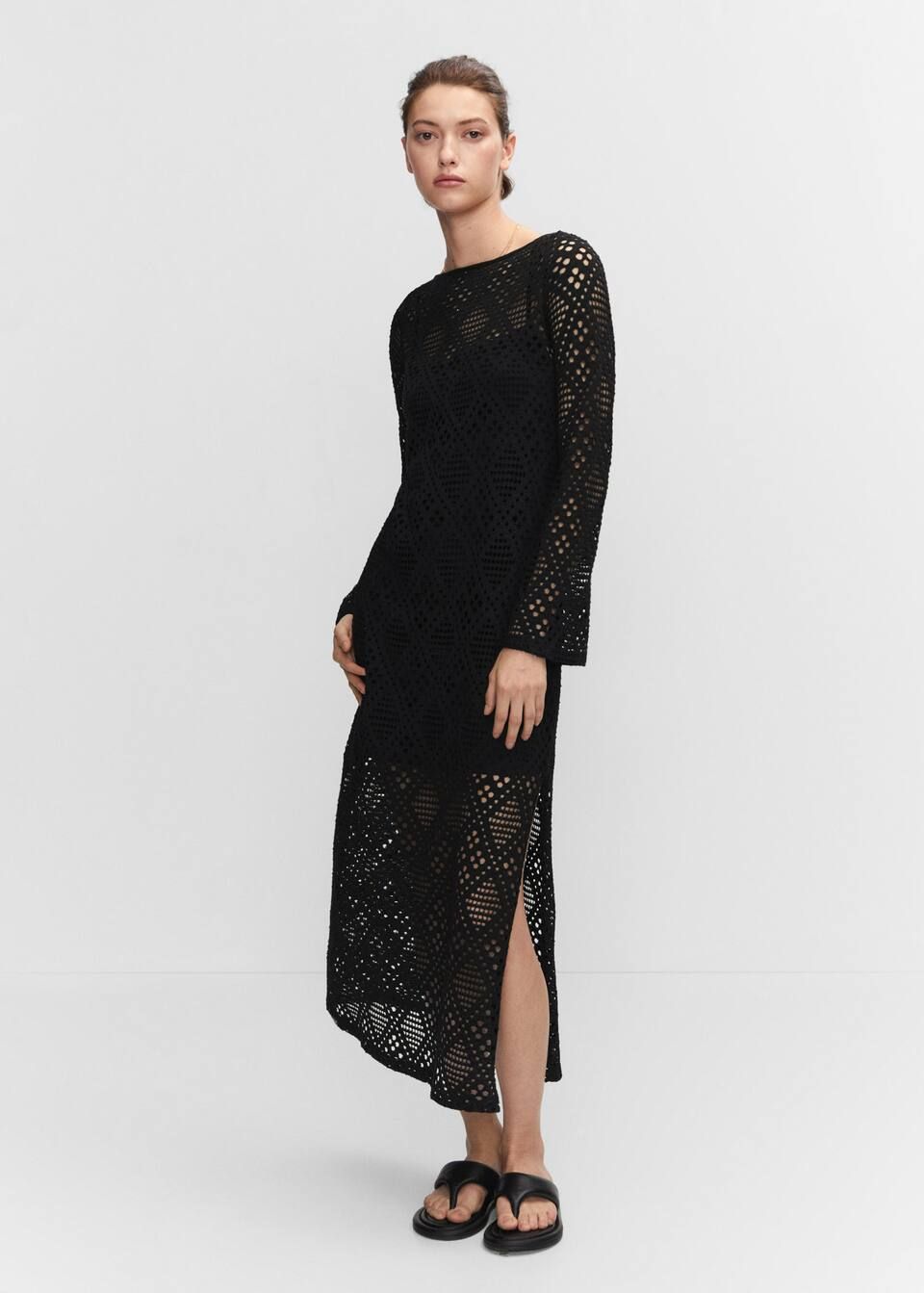 Geometric-pattern openwork dress | MANGO (UK)