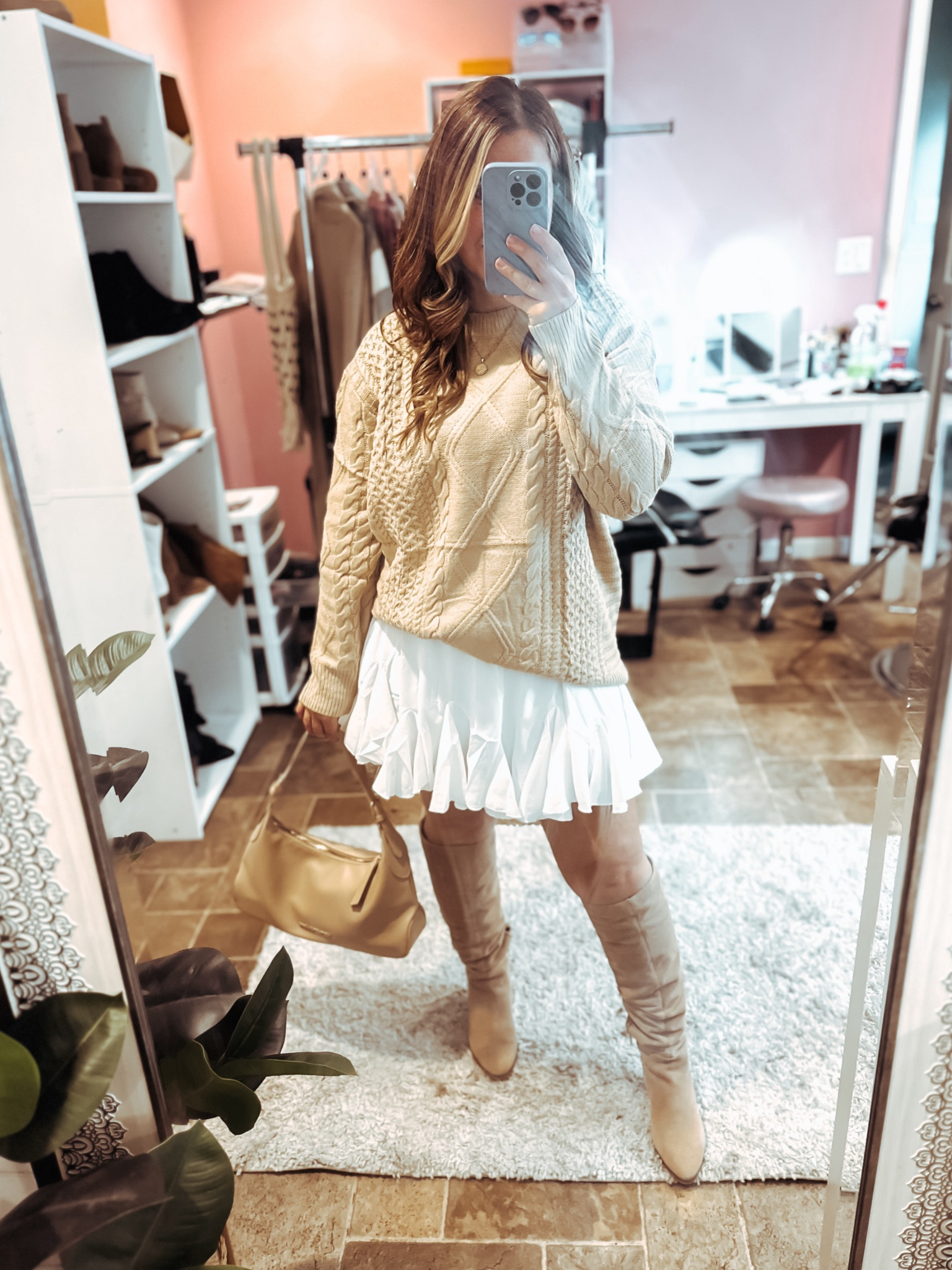 Fall outfit idea all from Amazon. Flowy skirt, oversized sweater and slouchy knee boots. Wearing a size medium.

#LTKFindsUnder50 #LTKStyleTip #LTKSeasonal