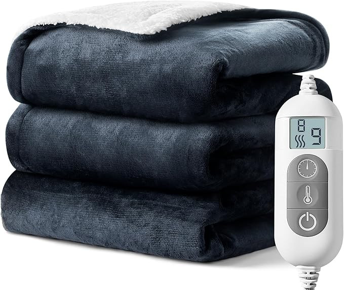 Electric Blanket Heated Throw,Double-Sided Flannel＆Sherpa Electric Throw with1-9 hrs Timer Auto... | Amazon (US)