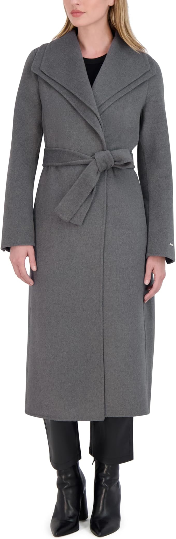 TAHARI Women's Slim Fit Double-Faced Soft Blend Wrap Tie Belt – Long Wool Coat | Amazon (US)