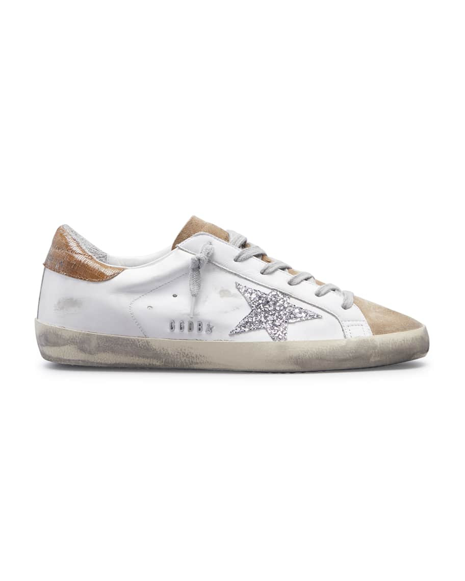 Golden Goose Superstar Mixed Leather Glitter Low-Top Sneakers | Neiman Marcus
