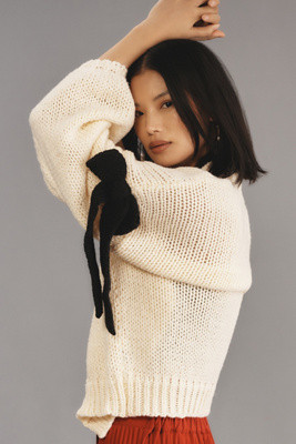 Maeve Chunky Bow Cardigan Sweater | Anthropologie (US)