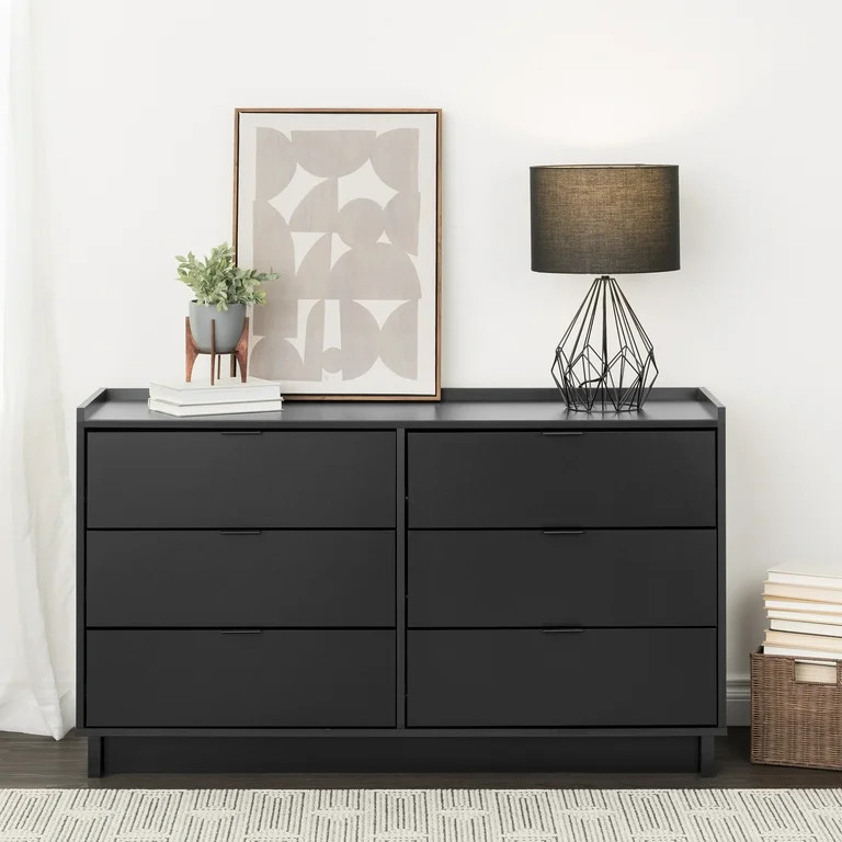 Prepac Simply Modern Dresser, Black Dresser for Bedroom, Chest of Drawers with 6 Drawers 52.5" W ... | Walmart (US)