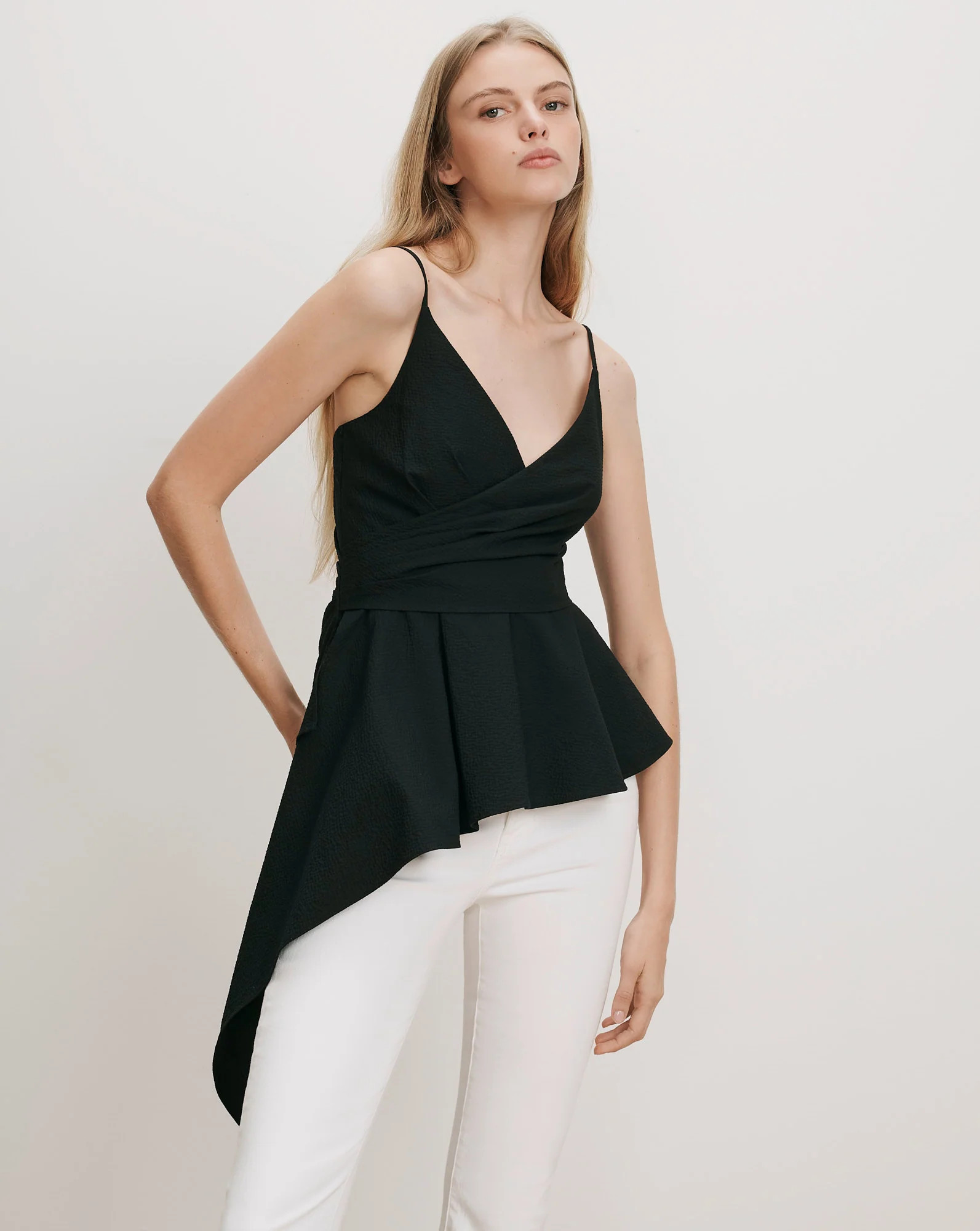 Solange Wrap Top in Black | Veronica Beard | Veronica Beard UK