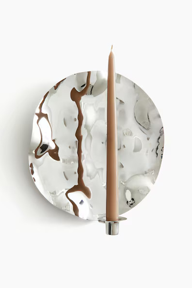 H & M - Rippled Metal Candle Sconce - Silver | H&M (US + CA)