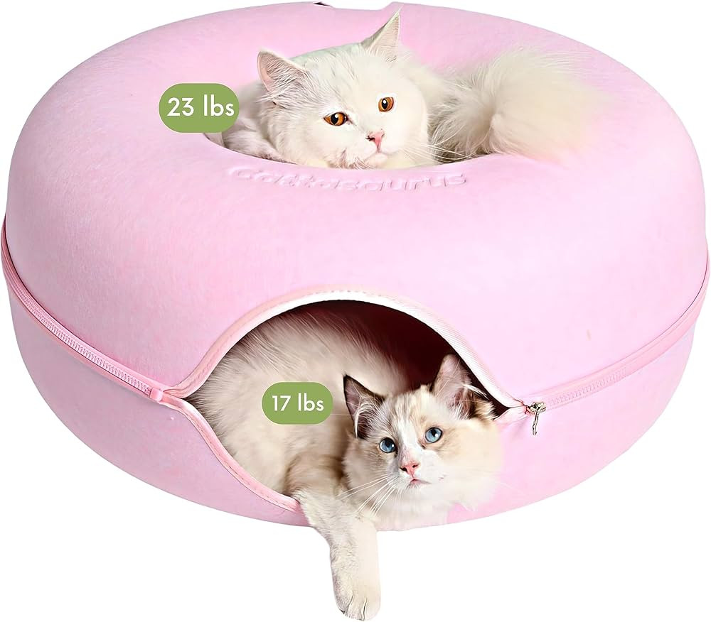 Peekaboo Cat Cave for Multiple & Large Cats Up to 30 Lbs, Scratch Detachable & Washable Tunnel Be... | Amazon (US)