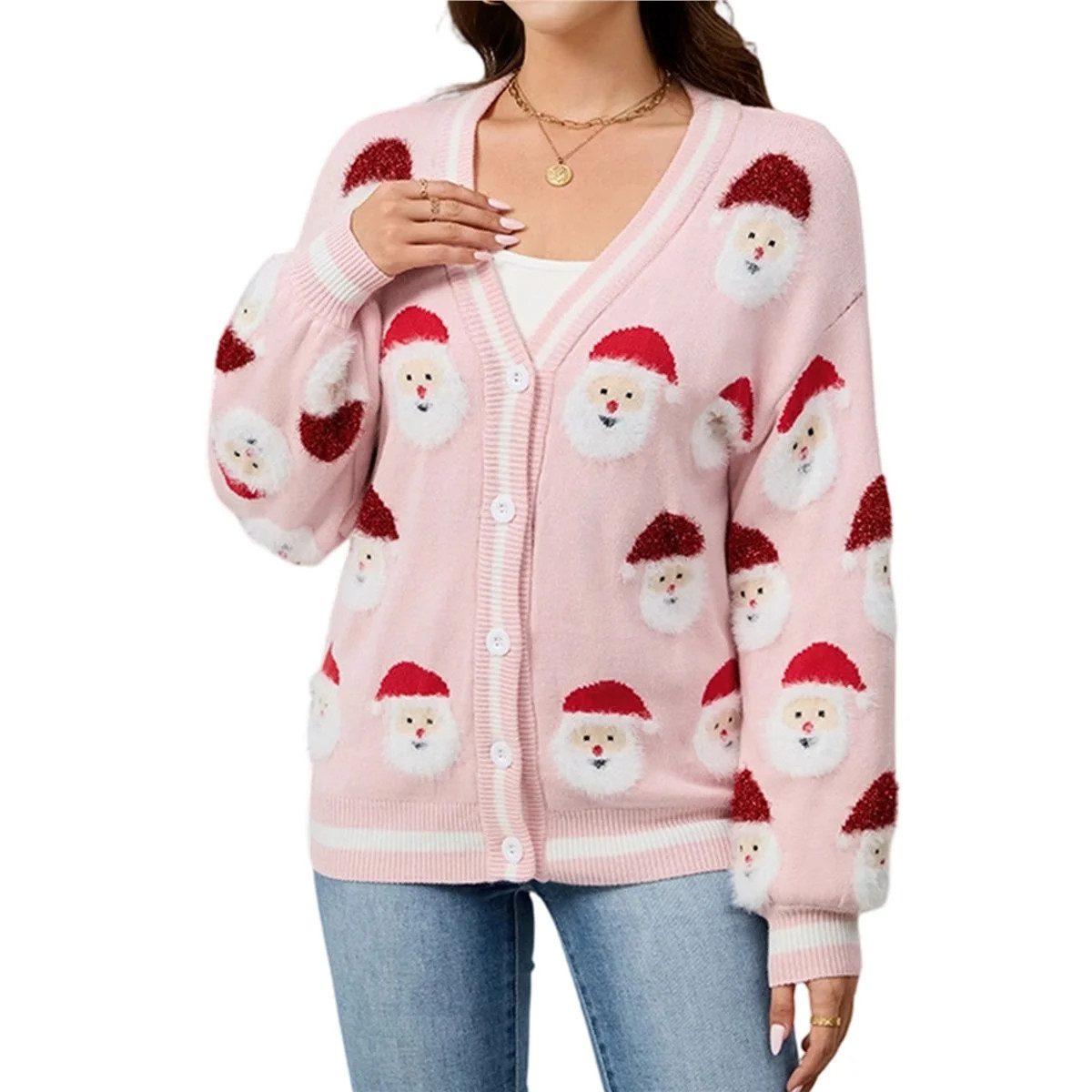 Women Ugly Christmas Sweaters Cardigan Soft Holiday Long Sleeve Wintertime Fuzzy Pullover Xmas Kn... | Walmart (US)