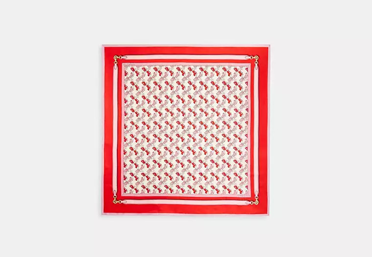 Horse And Carriage Strap Print Silk Square Scarf | Coach (US)