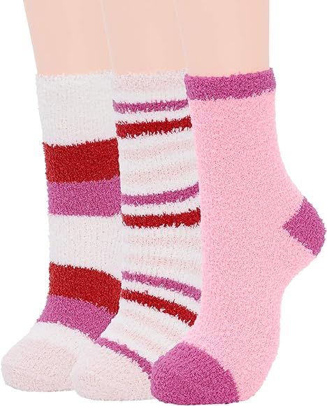 Womens Fuzzy Socks Winter Warm Fluffy Socks Athletic Outdoor Sports Socks | Amazon (US)