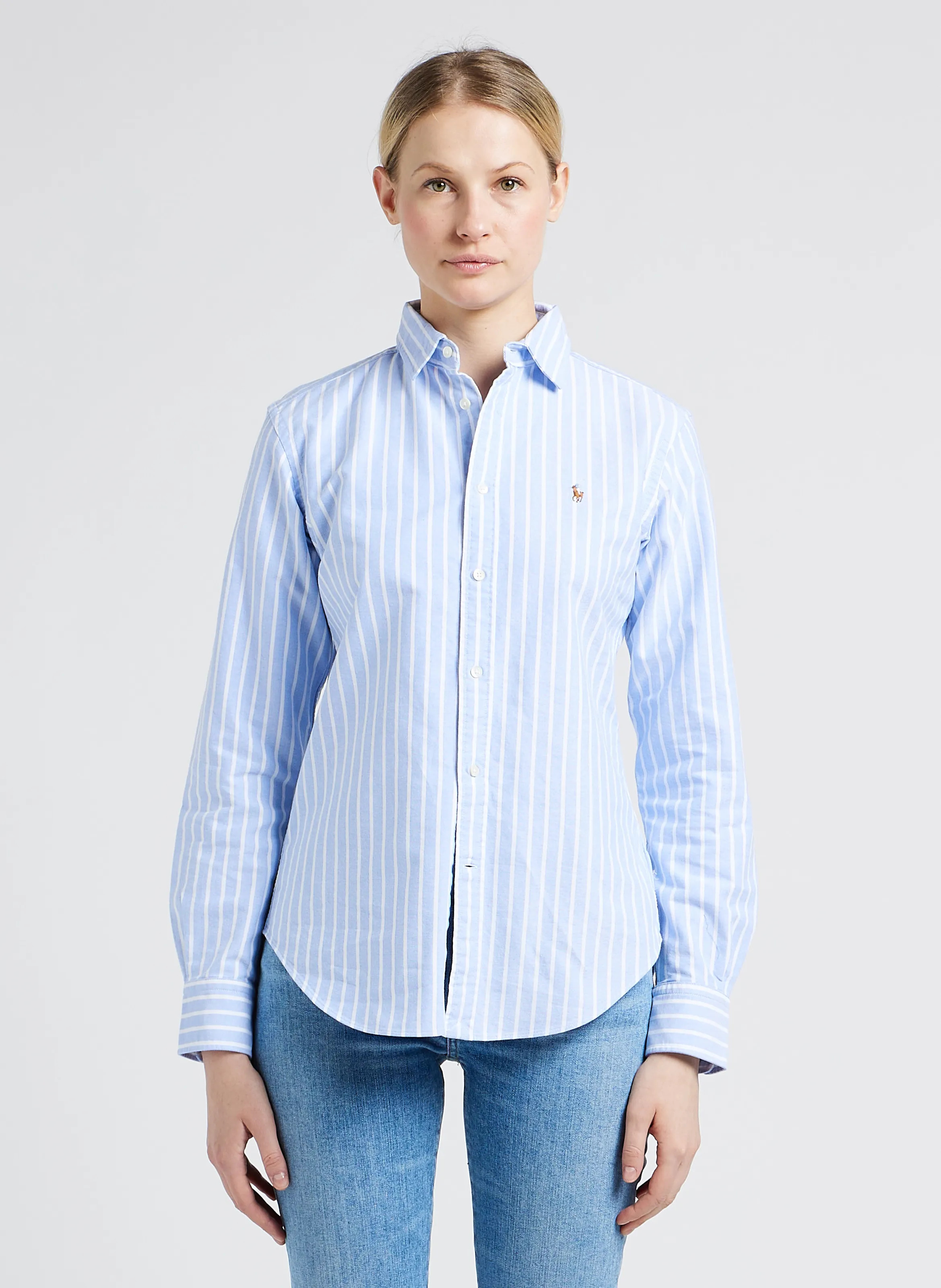Polo Ralph Lauren - Chemise col classique rayée en coton - Taille 46 - Bleu | Place des tendances (FR)