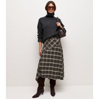 Women's Brown Checked Handkerchief Hem Midi Skirt New Look | New Look (UK)