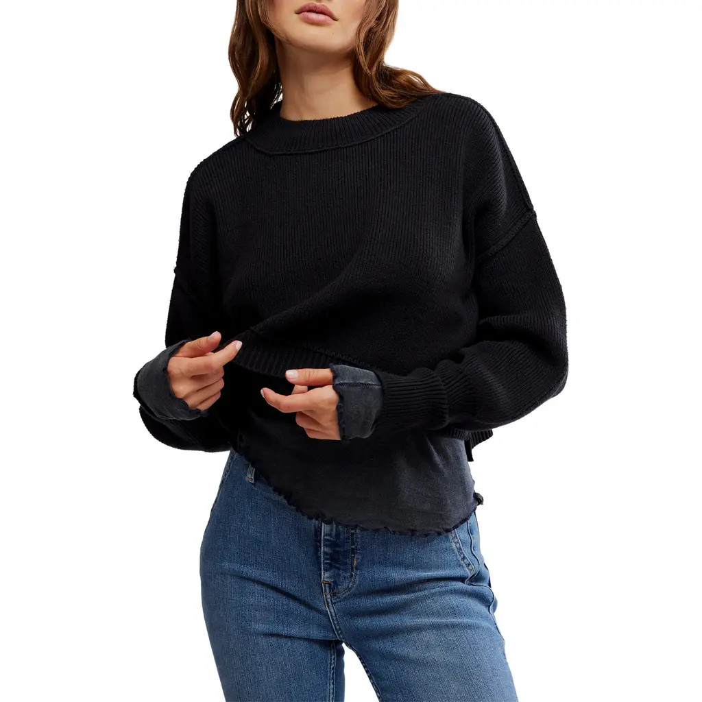 Free People Easy Street Crop Pullover in Black at Nordstrom Rack, Size X-Large | Nordstrom Rack