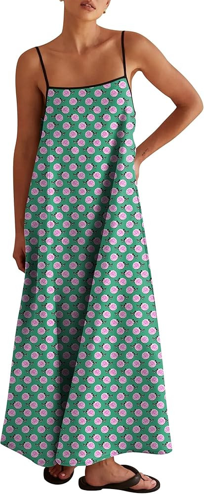 ANRABESS Womens Summer Maxi Dress Casual Spaghetti Straps Sundress Flowy Long Dresses with Pocket... | Amazon (US)