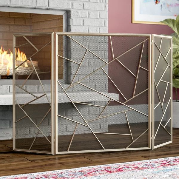 Dehart 3 Panel Iron Fireplace Screen | Wayfair North America