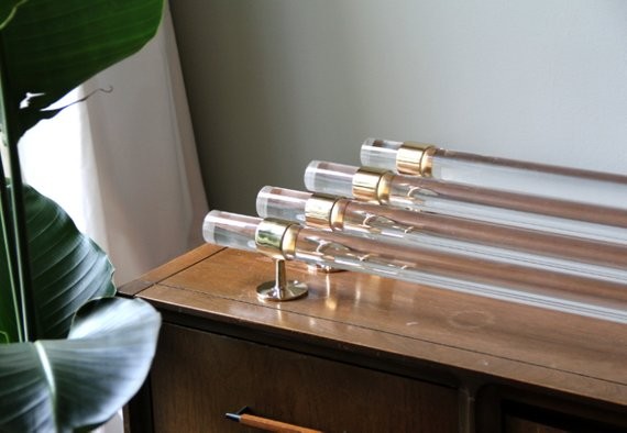 1.5 DIA ( 35" - 60") Custom Lucite Curtain Rod w/ Brass Brackets | Etsy (US)