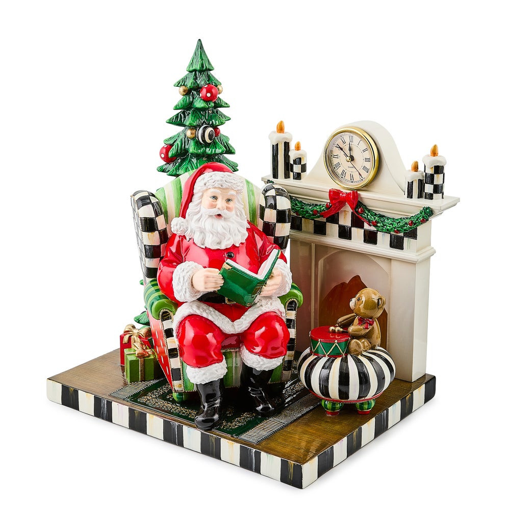 Check It Out Santa by Fireplace Illuminated Figurine | MacKenzie-Childs