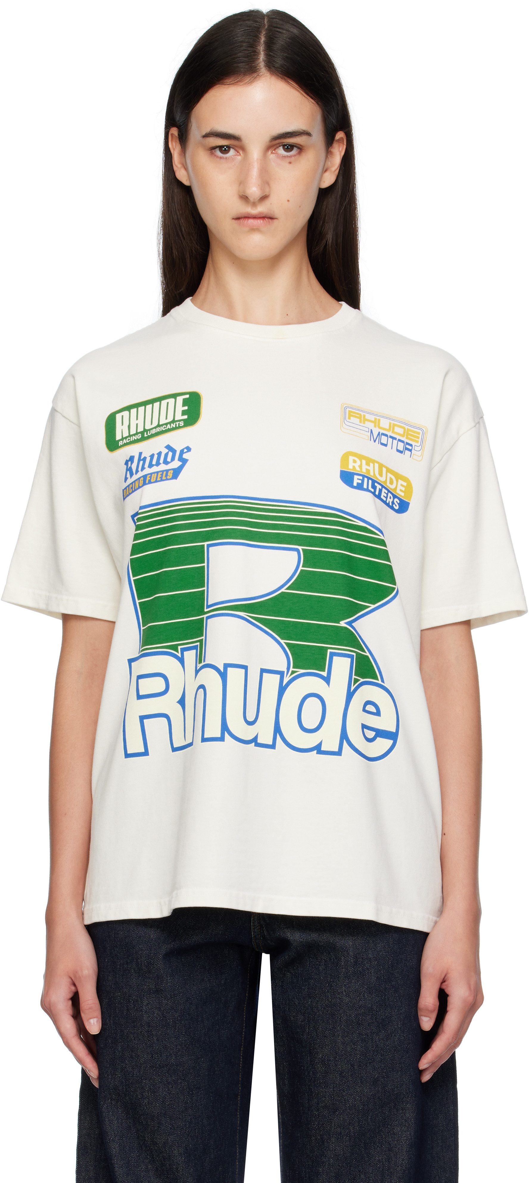 Rhude Off-White Roadway Racing T-shirt | SSENSE