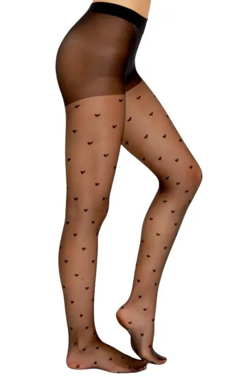 LECHERY Heart Tights in Black at Nordstrom, Size Large | Nordstrom