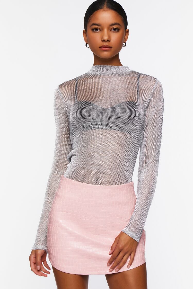 Glitter Knit Mock Neck Top | Forever 21 (US)