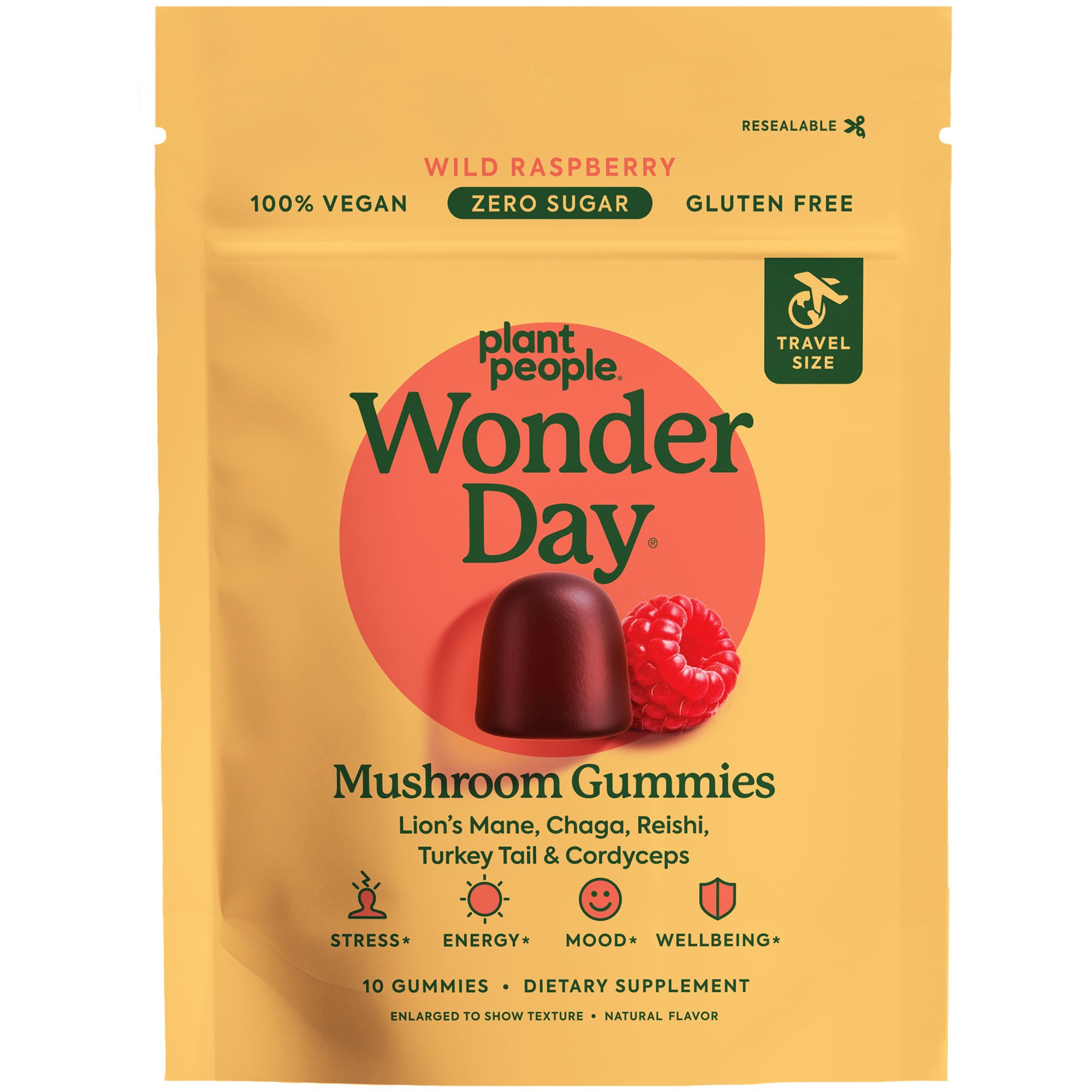 Plant People WonderDay Mushroom Gummies - 5 Servings Wild Raspberry | REI