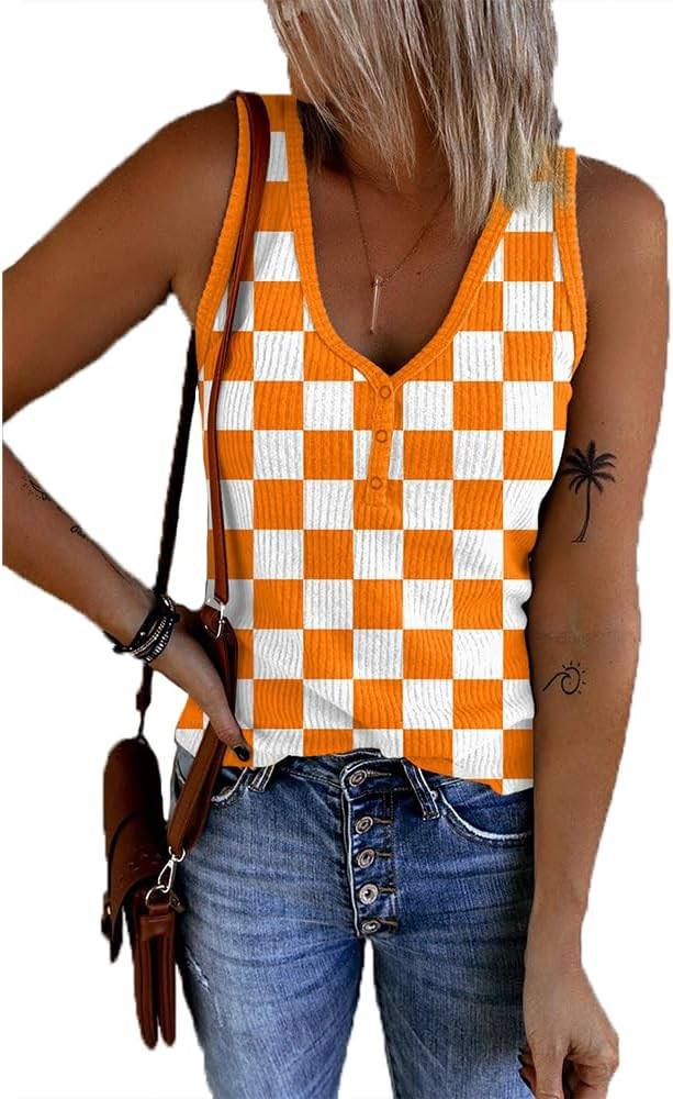 Tennessee Apparel Women Orange Plaid Shirt Gameday Outfits for Football Mom Volunteer Shirt Fan | Amazon (US)