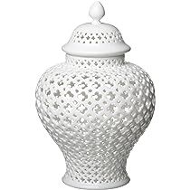 Two's Company Carthage Pierced Porcelain Lantern with Lid, White | Amazon (US)
