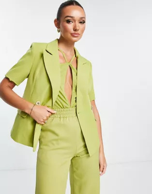 Extro & Vert tailored short sleeve blazer in olive - part of a set | ASOS (Global)