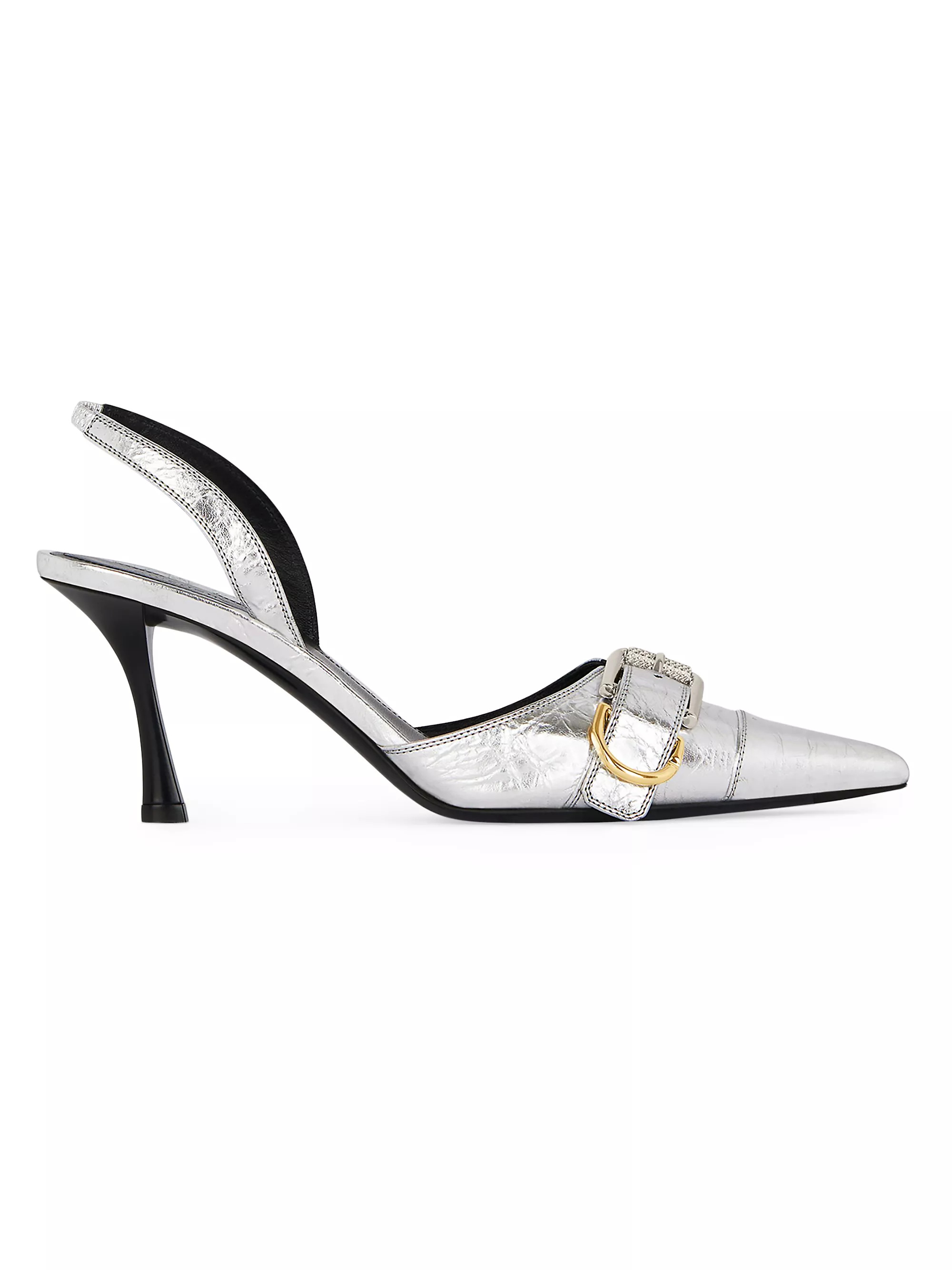 Shop Givenchy Voyou Slingbacks in Laminated Leather | Saks Fifth Avenue | Saks Fifth Avenue