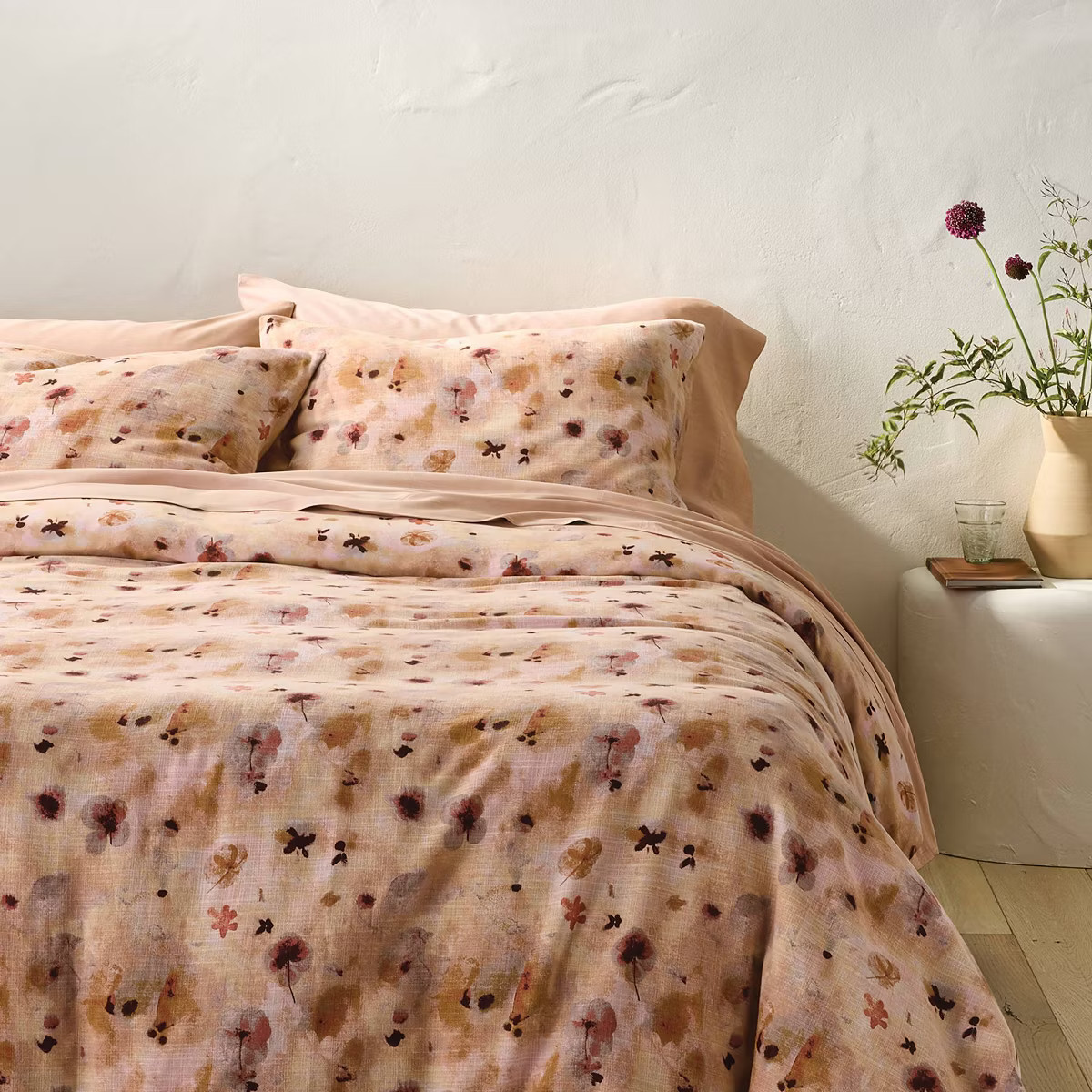 Heavyweight Linen Blend Duvet Cover and Sham Set Pressed Floral Print - Casaluna™ | Target