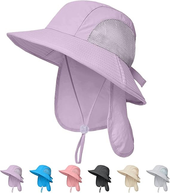 Outdoor Kids Sun Hats with Neck Flap Boys Girls Wide Brim UPF 50+ UV Protection Children Bucket H... | Amazon (US)