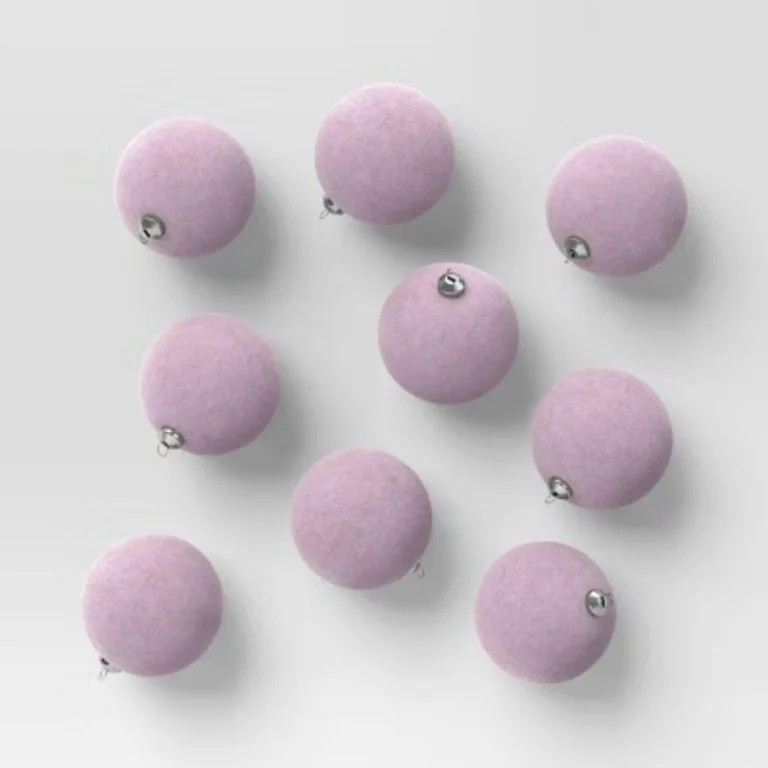 9ct 80mm Christmas Flocked Ball Ornament Set | Walmart (US)