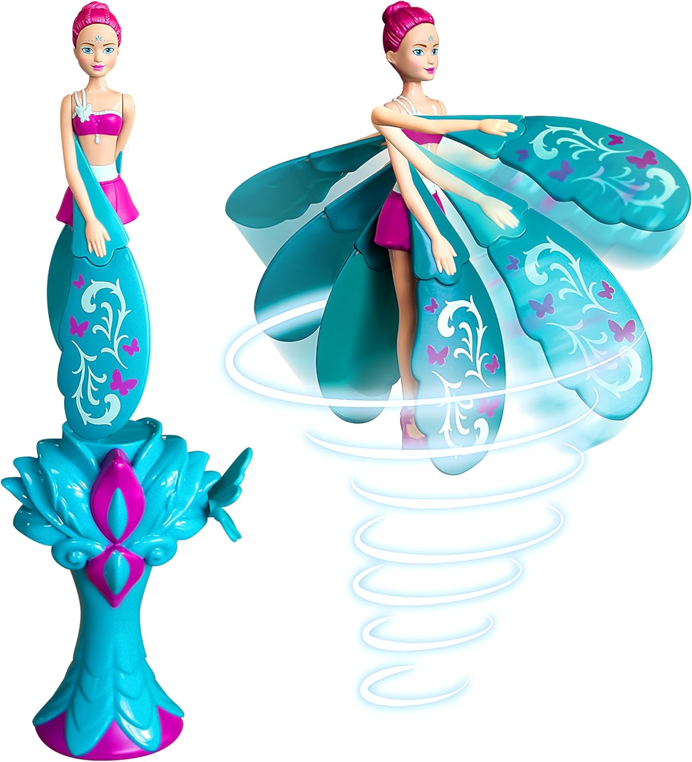 Sky Dancers Flying Doll, Pull-String Toy, No Batteries, Turquoise Twinkle | Amazon (US)