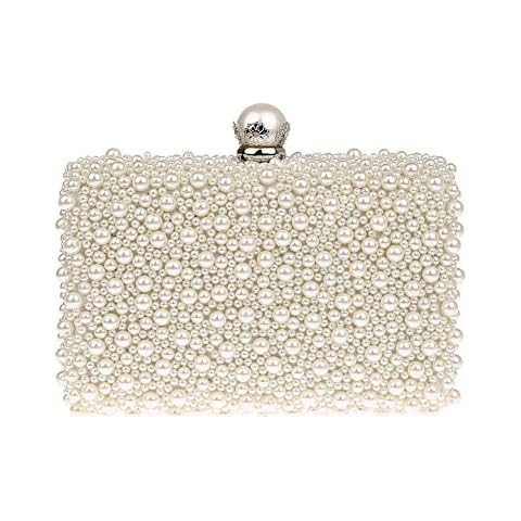 Oweisong White Pearl Clutch Purses for Women Wedding Bride Pearl Evening Bag Party Clutch Wallet ... | Amazon (US)